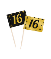 Cocktailprikkers 16 Jaar 6,5cm 50st